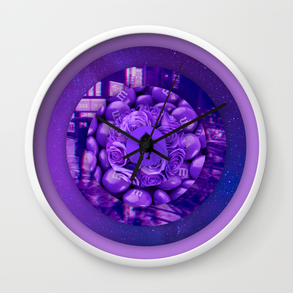 Purple Circles Aesthetic Rings Wall Clock By Ethan Nguyen Society6