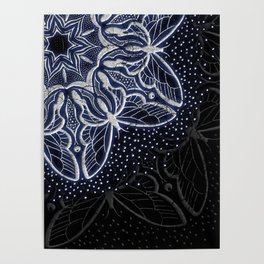 Butterflies - Distressed Shaded Mandala Poster