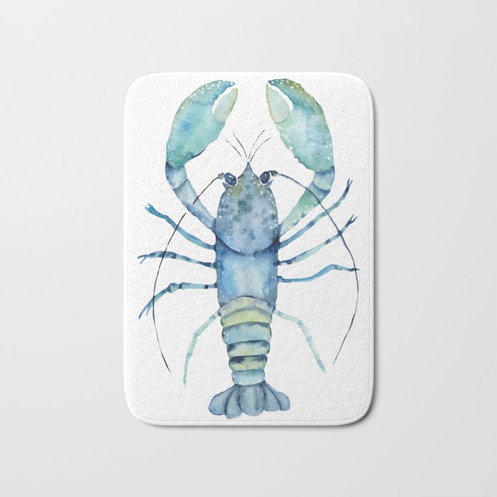 Nautical art, Lobster, Coastal art Bath Mat
