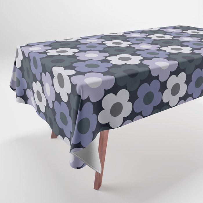 Monochromatic retro floral pattern Tablecloth