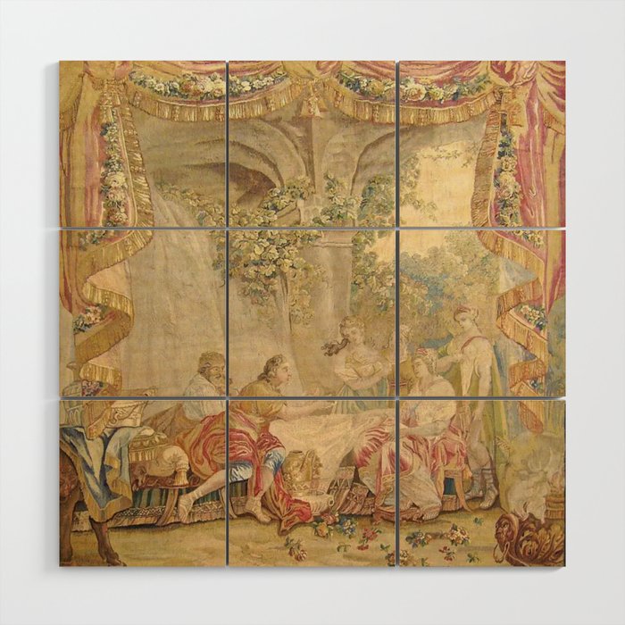 Antique 18th Century 'Telemachus & Calypso' Mythological French Aubusson Tapestry  Wood Wall Art