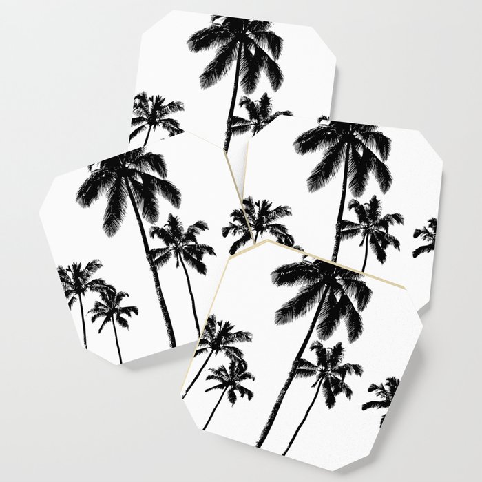 Monochrome tropical palms Coaster