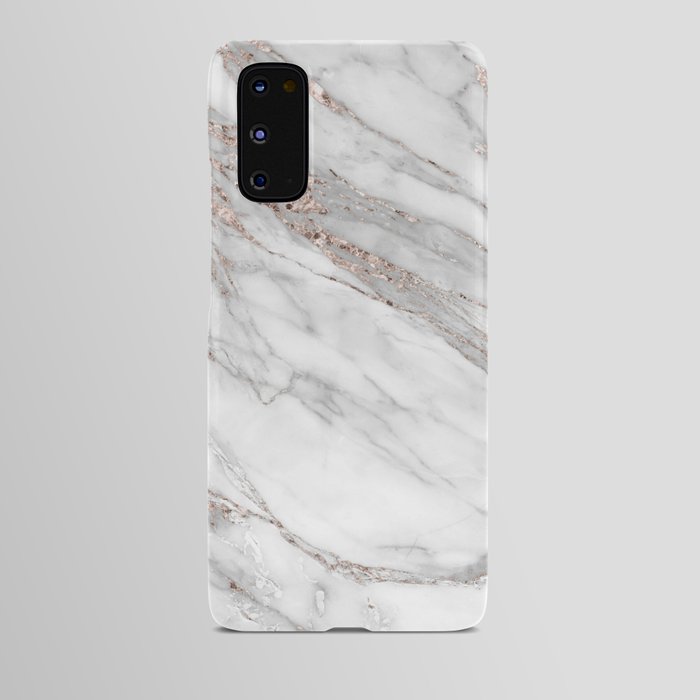 Pink Rose Gold Blush Metallic Glitter Foil on Gray Marble Android Case