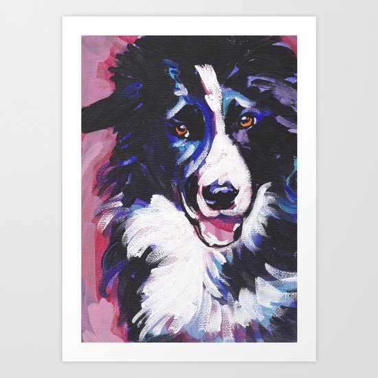 Fun Border Collie Dog Bright Colorful Pop Art Painting By Lea Art