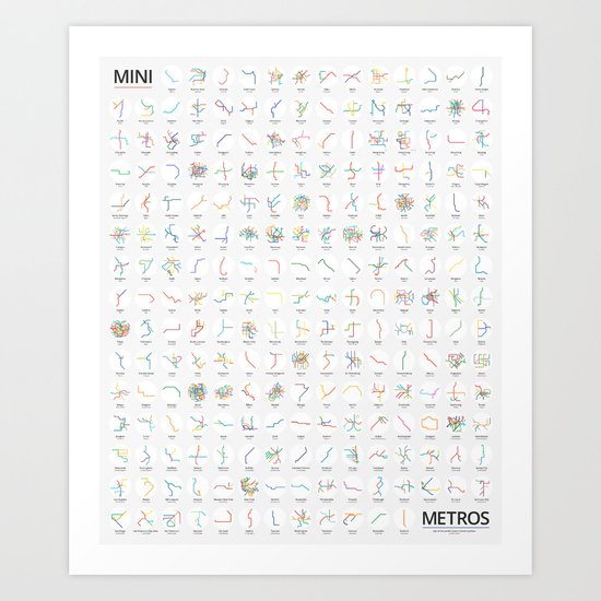 Mini Metros - Worldwide (Color) Art Print