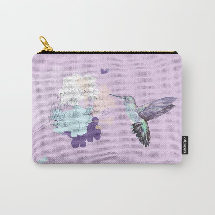 Lavender hummingbird and flower watercolor Carry-All Pouch