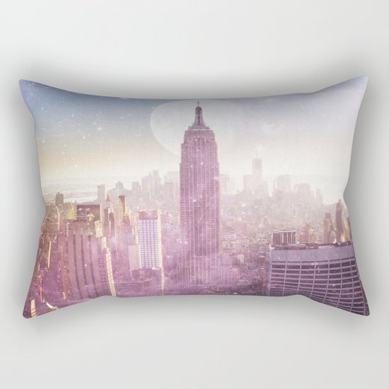 I LOVE PINK NEW YORK CITY SKYLINE - Full Moon Universe Rectangular Pillow