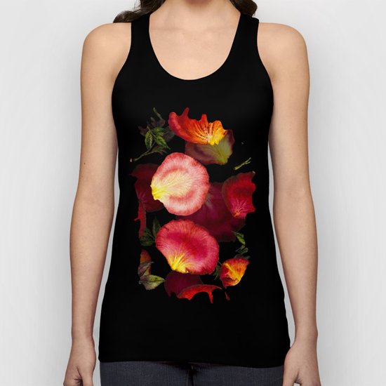 Rose Petal Pattern on Black 02 Unisex Tank Top