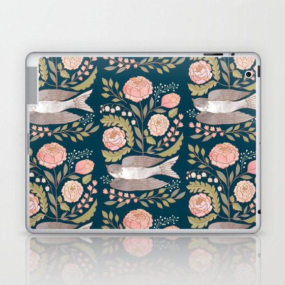 Peony Garden Dove Laptop & iPad Skin