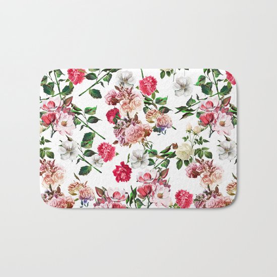 Seamless Floral Pattern Bath Mat