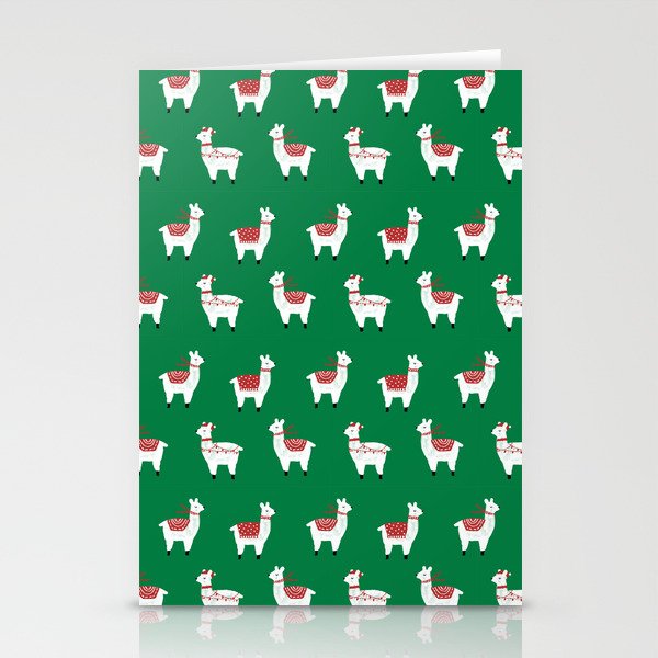 llamas cute nursery home decor alpaca pattern print by charlotte winter Stationery Cards