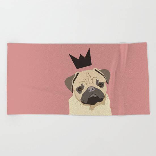 Royal pug Beach Towel