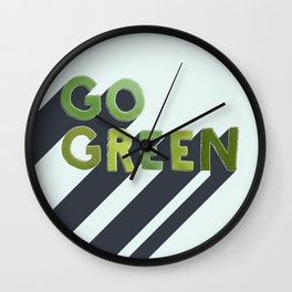 GO GREEN - typography Wall Clock