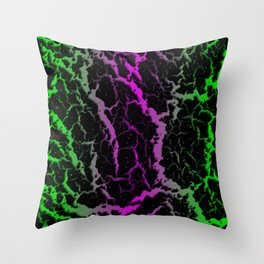 Cracked Space Lava - Green/Pink Throw Pillow