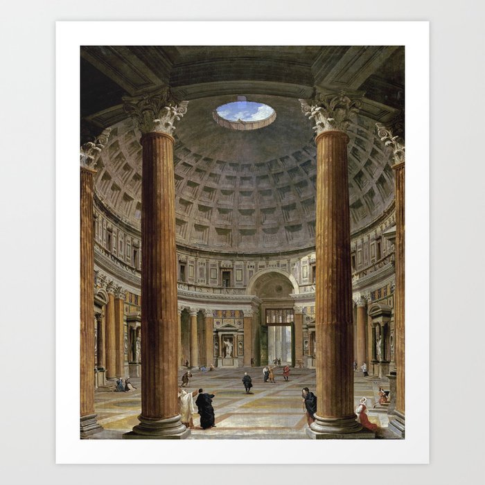 Giovanni Paolo Panini The Interior Of The Pantheon Rome Art Print By Fineartpaintings