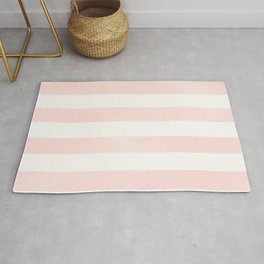 Blush Pink Coral Cabana Stripe Line Bold Stripes Lines Drawing Area & Throw Rug