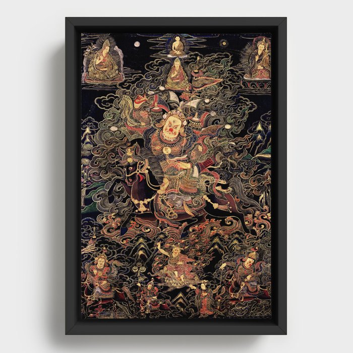 Worldly Protector Buddhist Tsangpa Karpo 1600s Framed Canvas