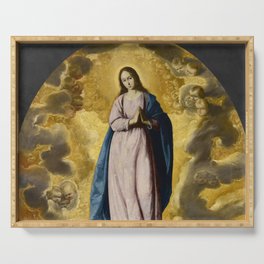 The Immaculate Conception with Saint Joachim and Saint Anne by Francisco de Zurbaran Serving Tray