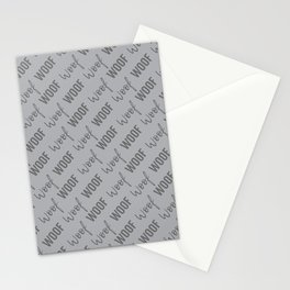 Dog Woof Quotes Gray Grey Silver Stationery Card