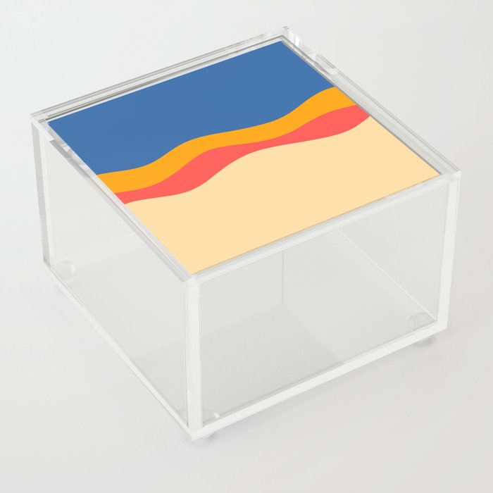 Minimalistic Wave Colorful Art Pattern Design Acrylic Box