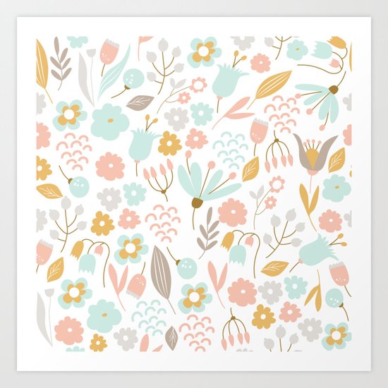 Cute flower pattern Art Print