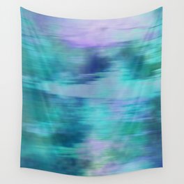 Teal & Purple Fusion Illustration, Digital Watercolor Camo Blend - Fluid Art Wall Tapestry