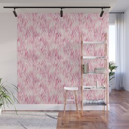 Pink White Tiger Stripes Pattern Wall Mural
