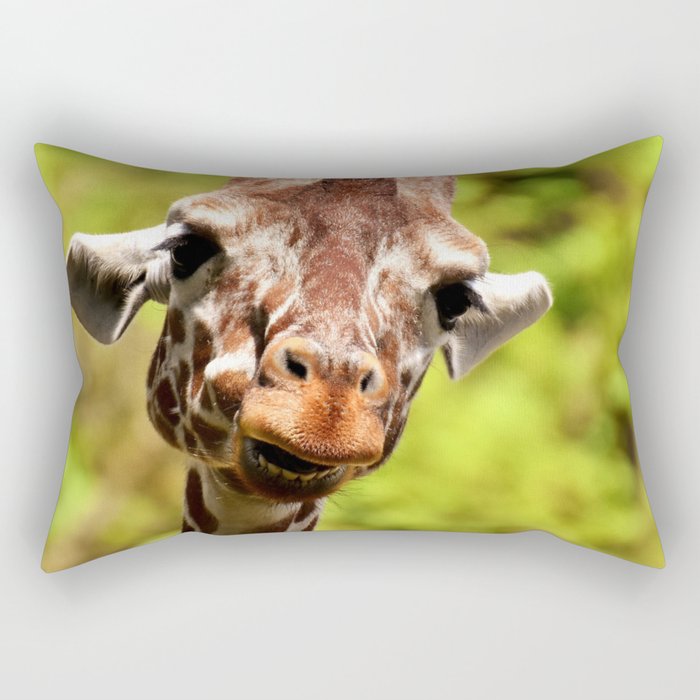 South Africa Photography - Giraffe Smiling Rectangular Pillow