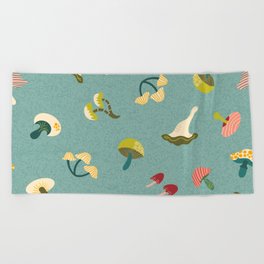 Mushrooms Print Botanical Beach Towel