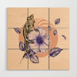 Floral fashion chameleon Wood Wall Art