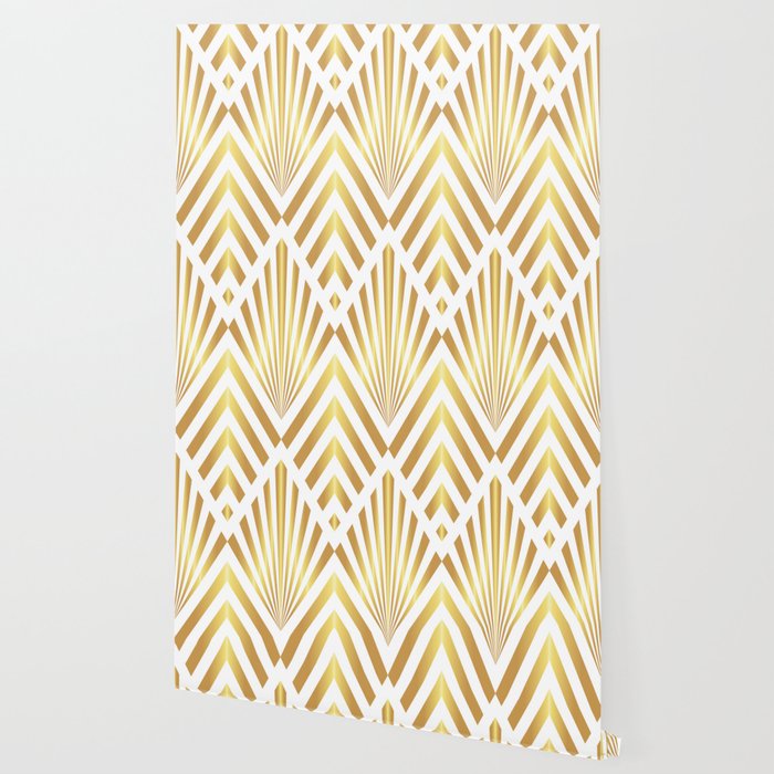 Gold Art Deco Diamonds On White Wallpaper By Danadudesign Society6