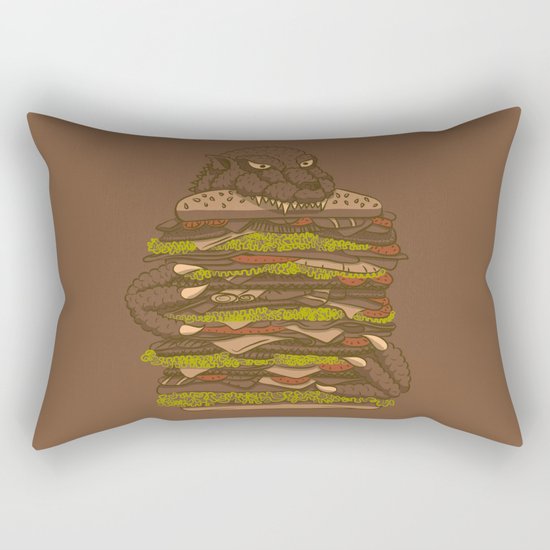 Godzilla vs Hamburger Rectangular Pillow