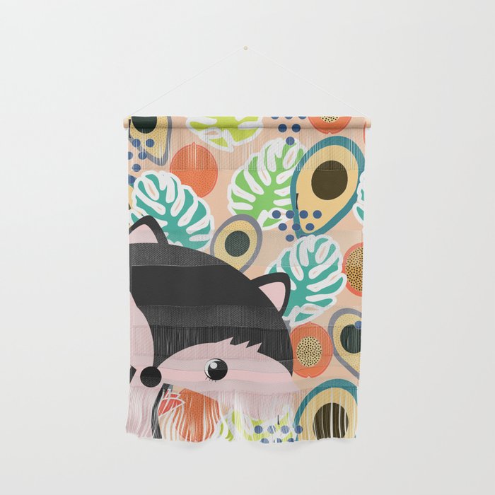 Fox, leaves and tropical fruits Wall Hanging