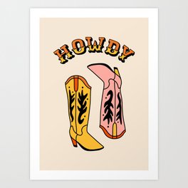 Howdy coastal cowgirl Art Print