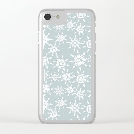 Merry Christmas Wintertime - Snowflakes pattern Clear iPhone Case