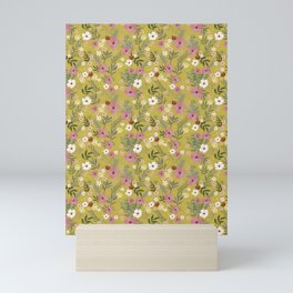 Wildflowers lime Cottagecore Mini Art Print