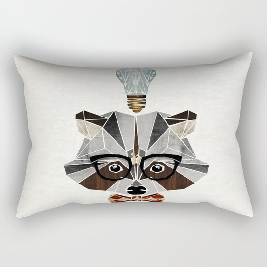 raccoon nerd Rectangular Pillow