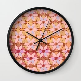 Modern Daisy Pattern Dandylion Yellow Pale Pink Lavender Wall Clock