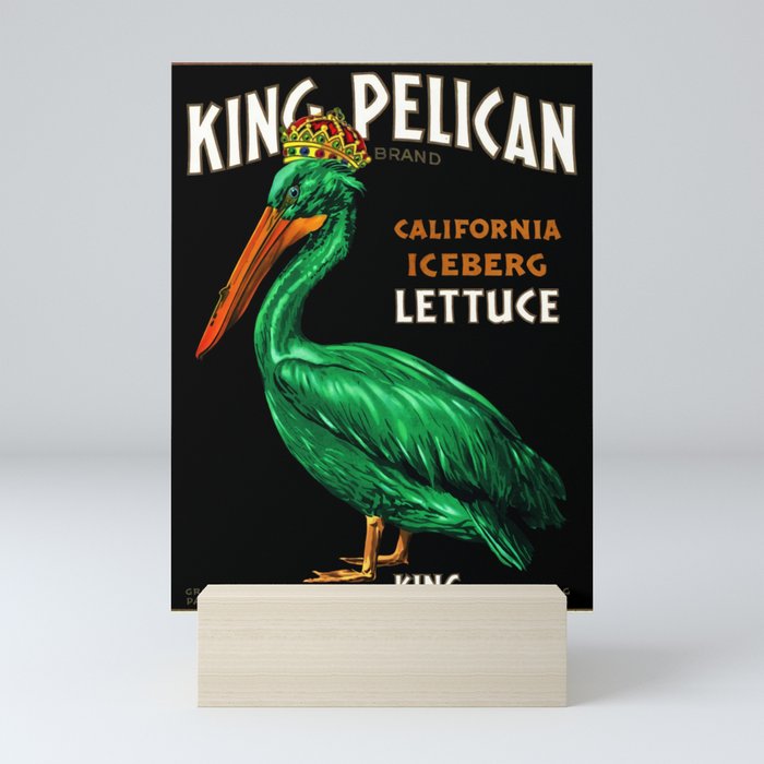 King Pelican green brand California Iceberg Lettuce vintage label advertising poster / posters Mini Art Print