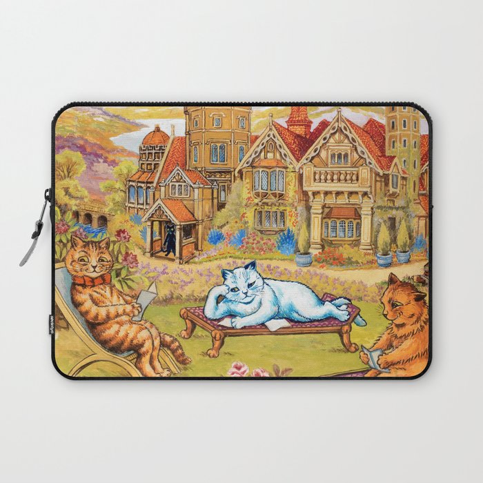 Cats relaxing in the Grounds at Napsbury by Louis Wain Laptop Sleeve