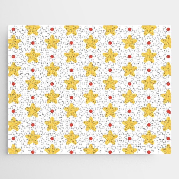 Christmas Pattern Yellow Golden Star Jigsaw Puzzle