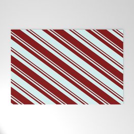 [ Thumbnail: Maroon & Light Cyan Colored Lines/Stripes Pattern Welcome Mat ]