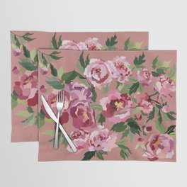 Romantic peony rosewood background Placemat