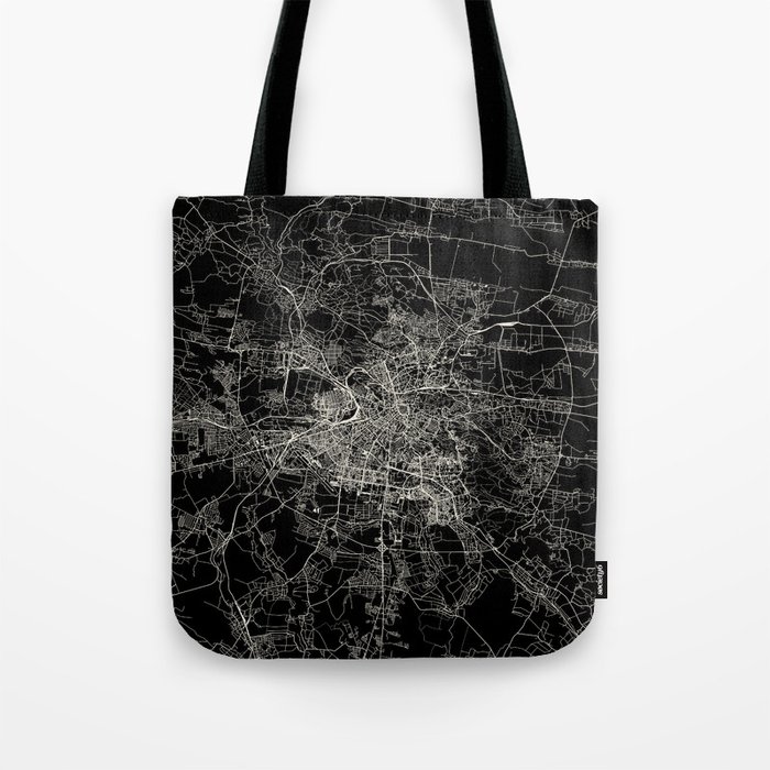 Lviv, Ukraine - City Map - Black and White Tote Bag