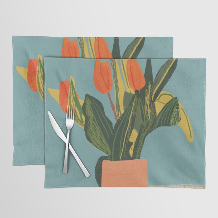 Red tulips in a vase Placemat