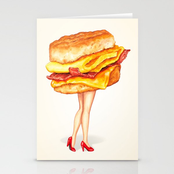 Bacon Egg & Cheese Pin-Up Stationery Cards