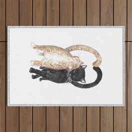 Hugging cats Painting Wall Poster Watercolor Outdoor Rug