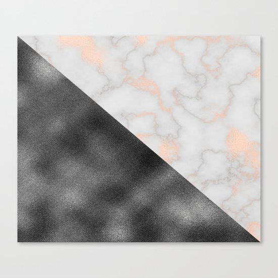 Rose gold marble and gunmetal grey storm Canvas Print