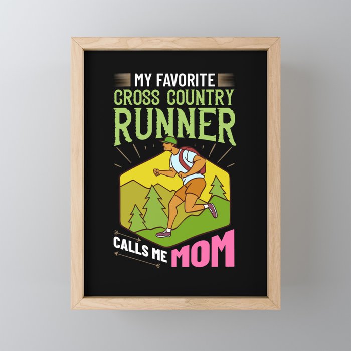 Cross Country Running Coach Training XC Run Race Framed Mini Art Print