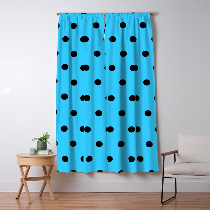 Patty Black Polka Dots In Light Blue Blackout Curtain By